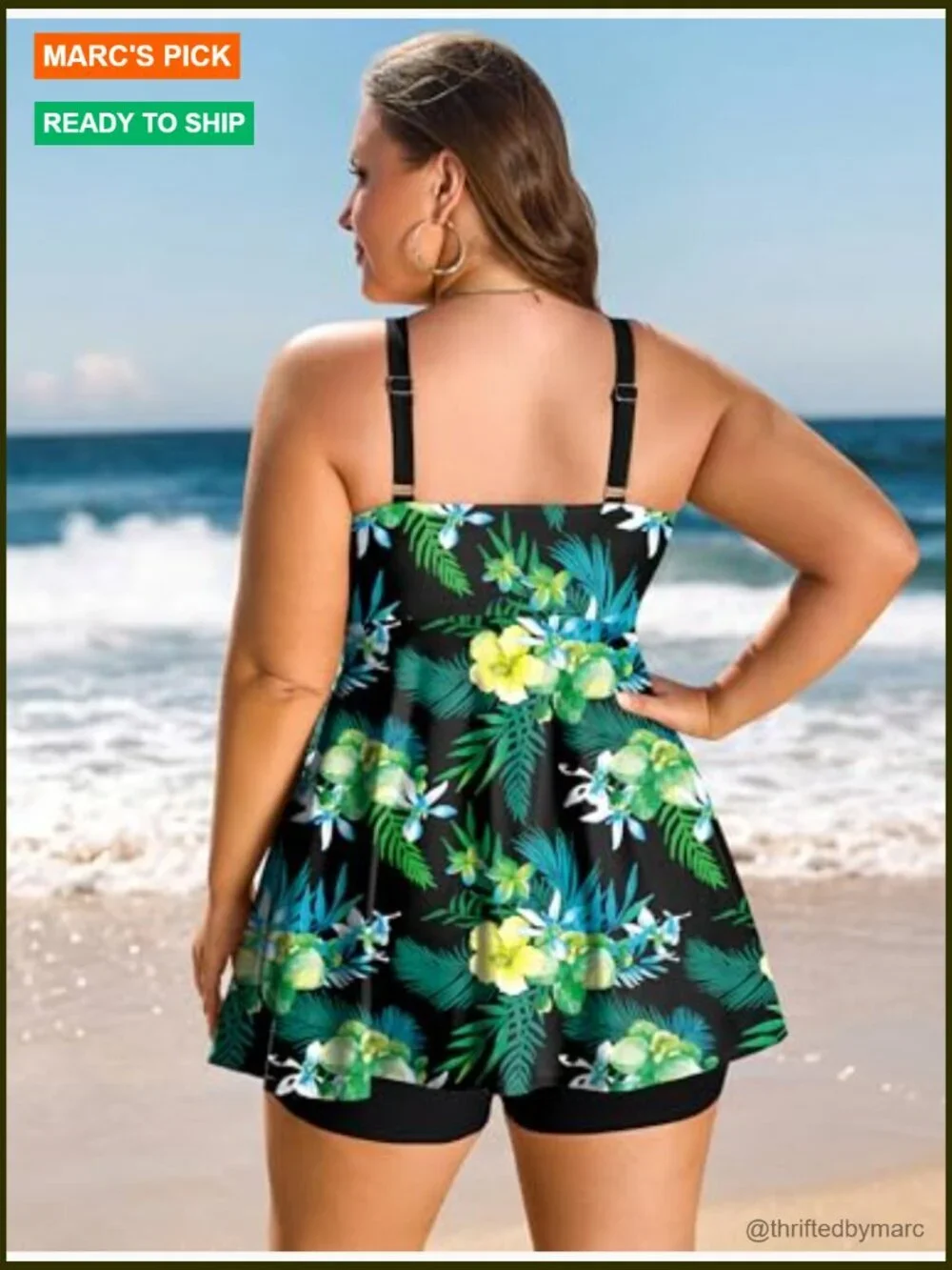 Plus Size Tummy Control V Neck Tankini Set with Boyshorts